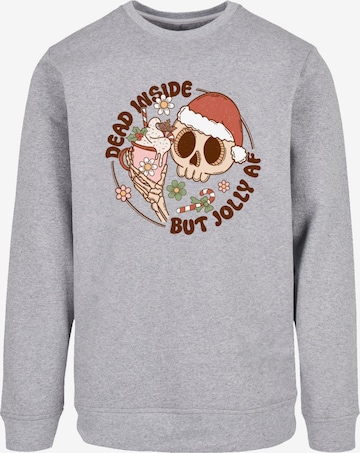 Sweat-shirt 'Dead inside but jolly AF Christmas' F4NT4STIC en gris : devant