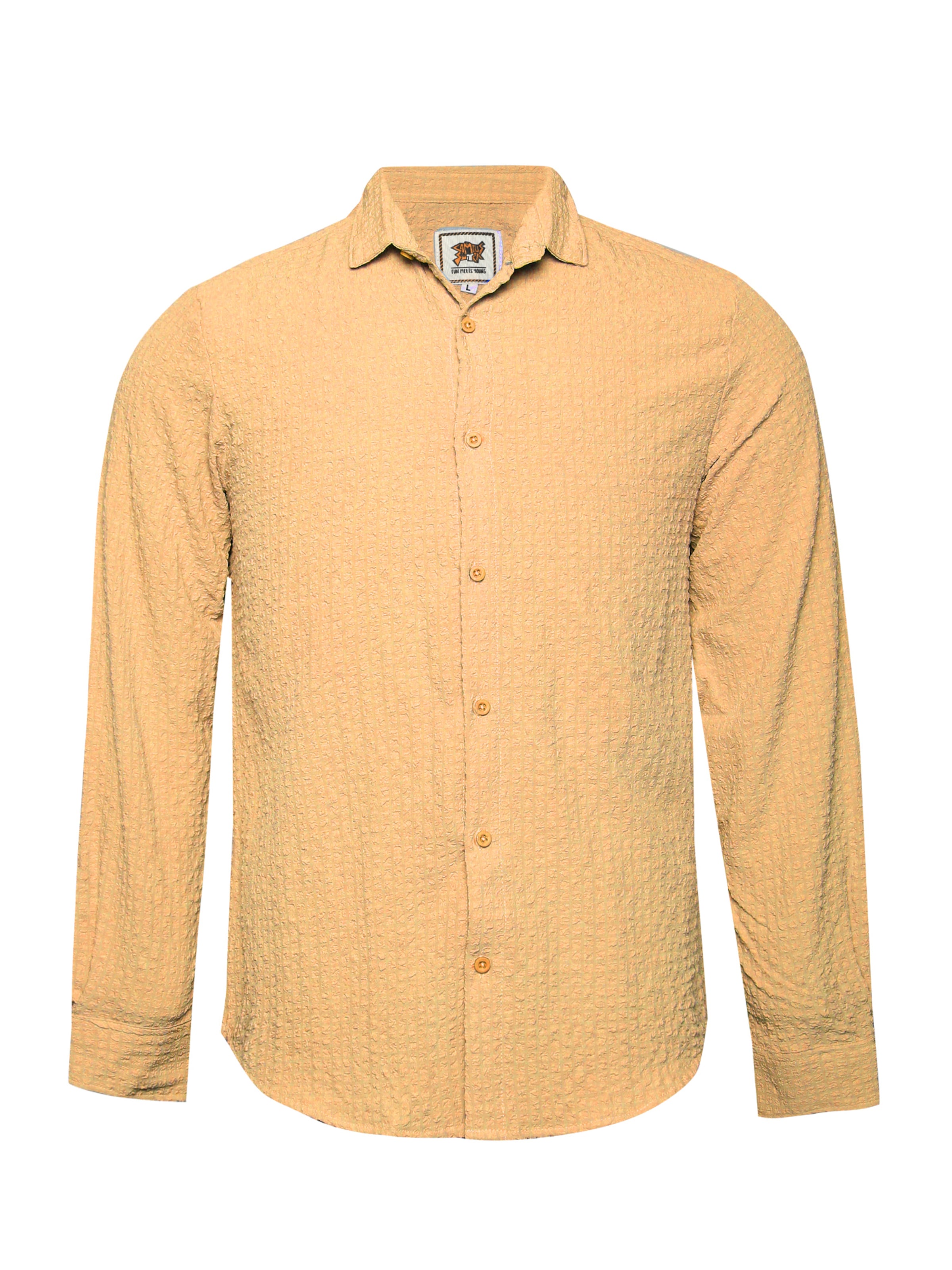 Campus Sutra Regular fit Overhemd 'Rylie' in Beige: voorkant