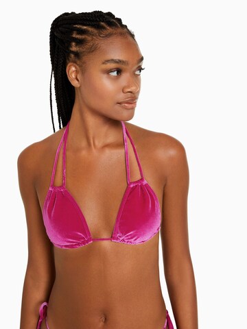 Bershka Trojuholníky Bikinový top - ružová