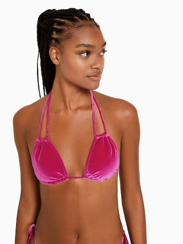 Bershka Trojuholníky Bikinový top - ružová