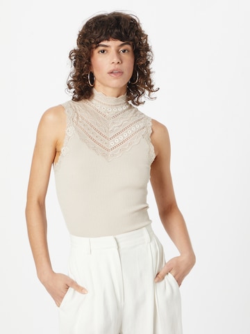 Tops en tricot rosemunde en beige : devant