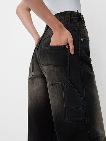 Bershka Bő szár Farmer - fekete