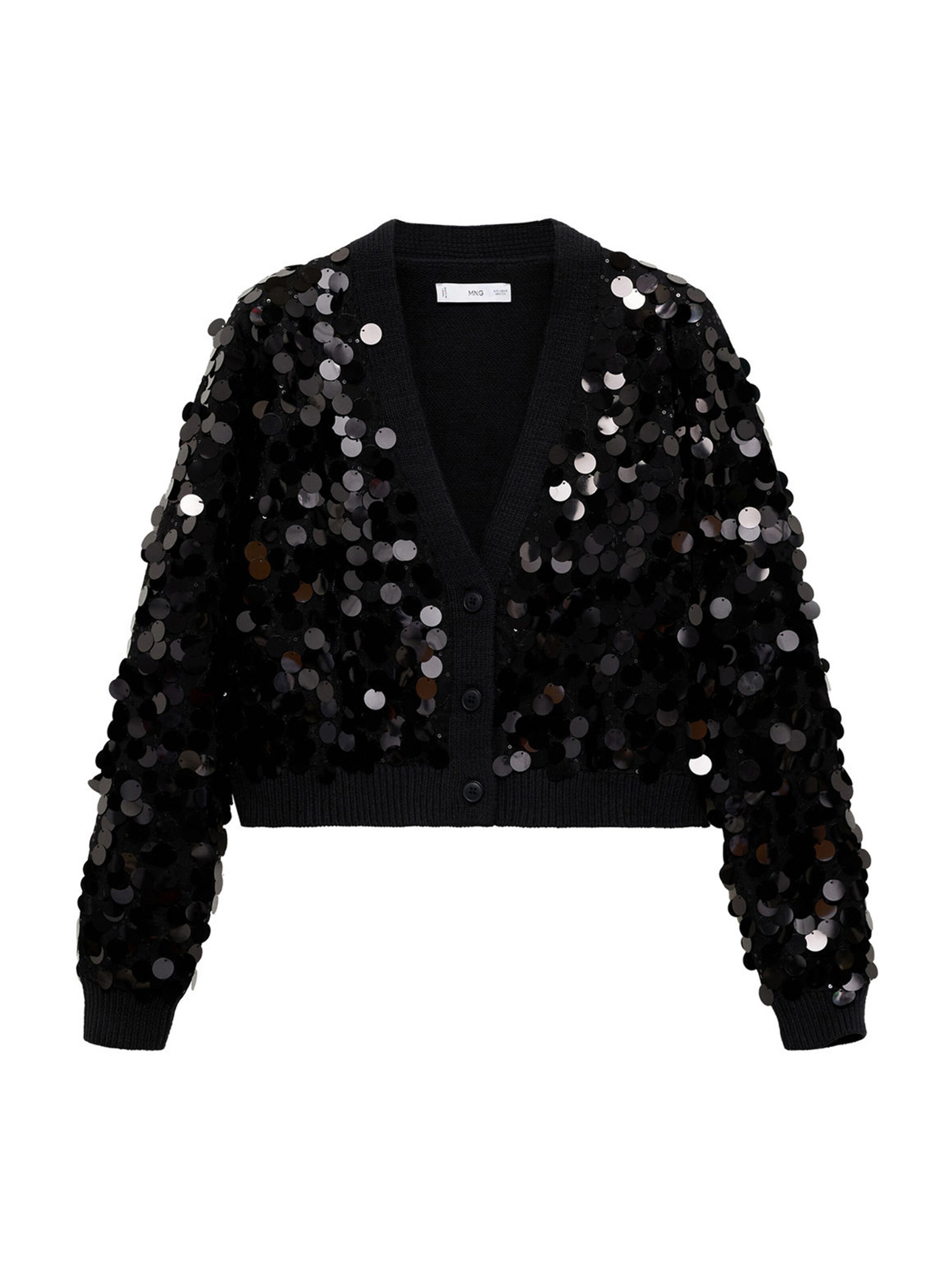 MANGO Strickjacke 'Papagayo' in Schwarz: Vorderseite