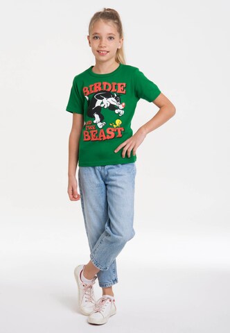 LOGOSHIRT T-Shirt 'Looney Tunes - Sylvester & Tweety' in Grün