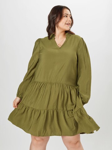 KAFFE CURVE Blousejurk 'Edmina' in Groen: voorkant