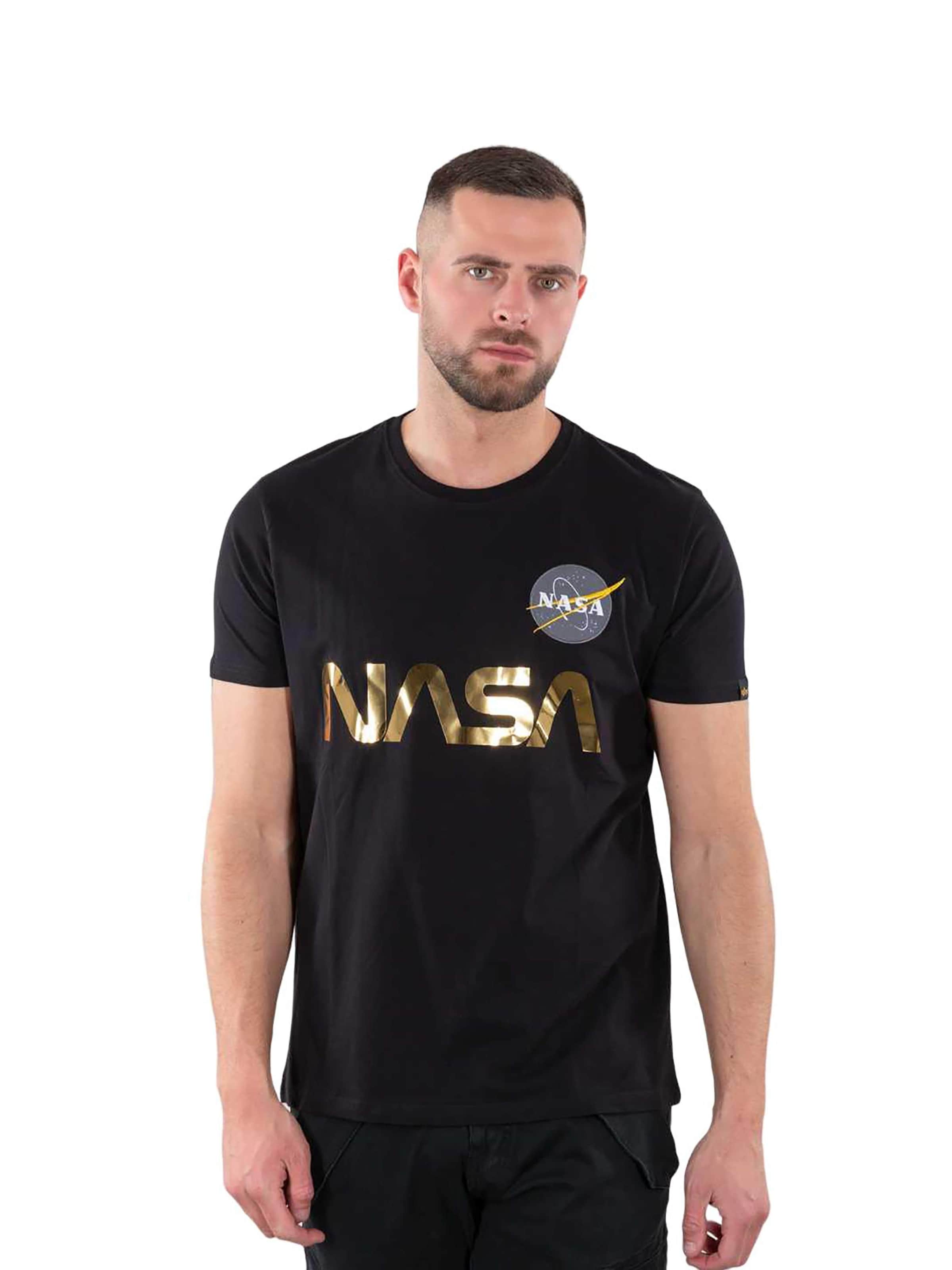ALPHA INDUSTRIES Shirt 'NASA Reflective' in Black: front
