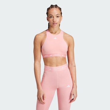 ADIDAS PERFORMANCE High neck Sports bra in Pink: front