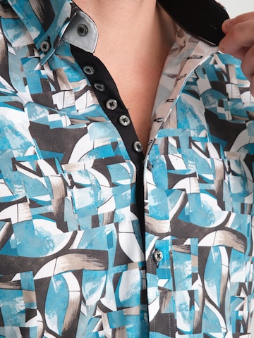 Slim fit Camicia business 'Donatello Iconic Poplin Stretch Man Shirt Green White' di 7Camicie in verde