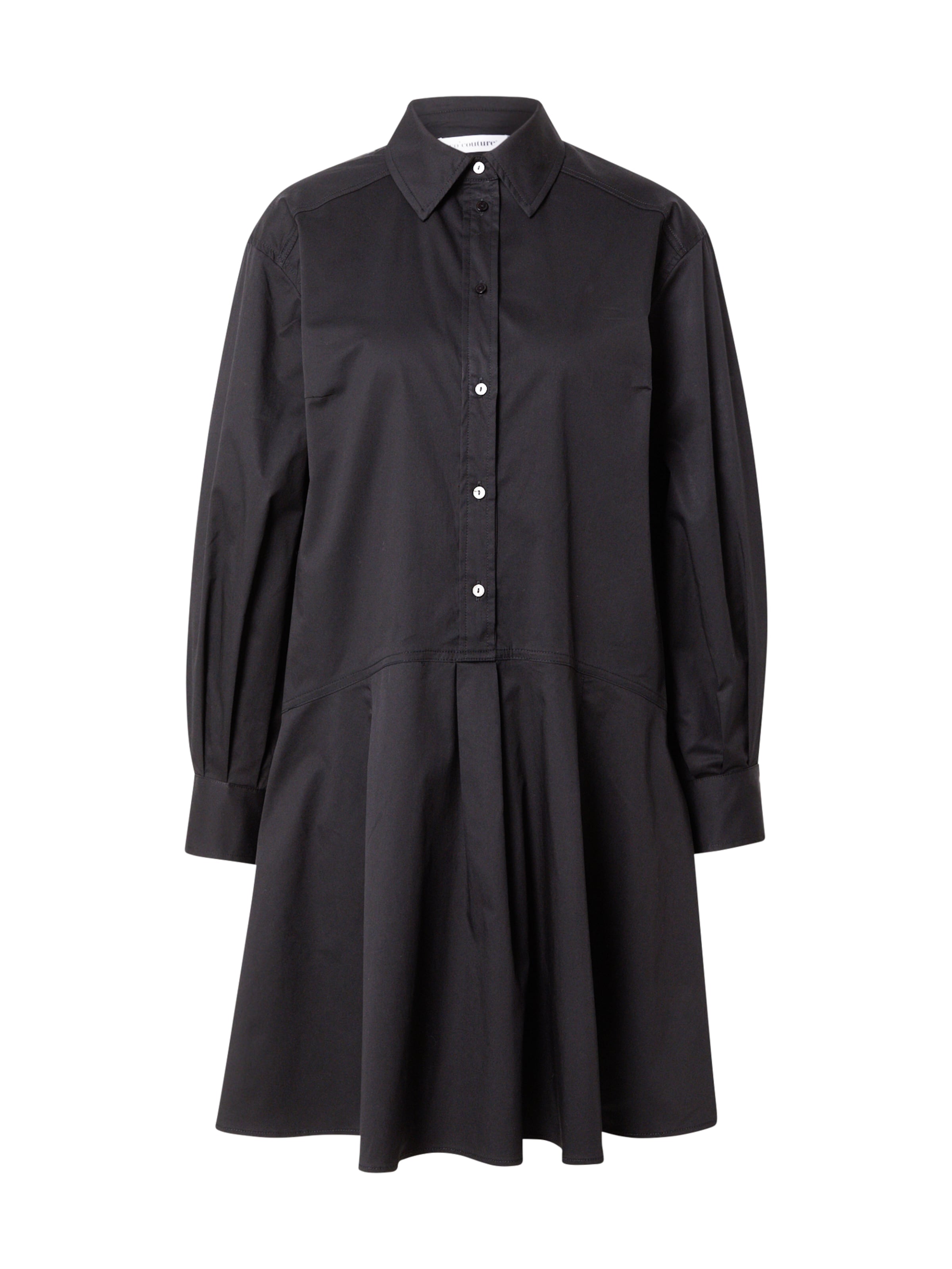 Robe-chemise co'couture en noir : devant