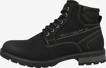 TOM TAILOR Lace-Up Boots in Black: front