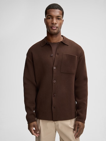 STRELLSON Knit cardigan 'Aiden' in Brown: front