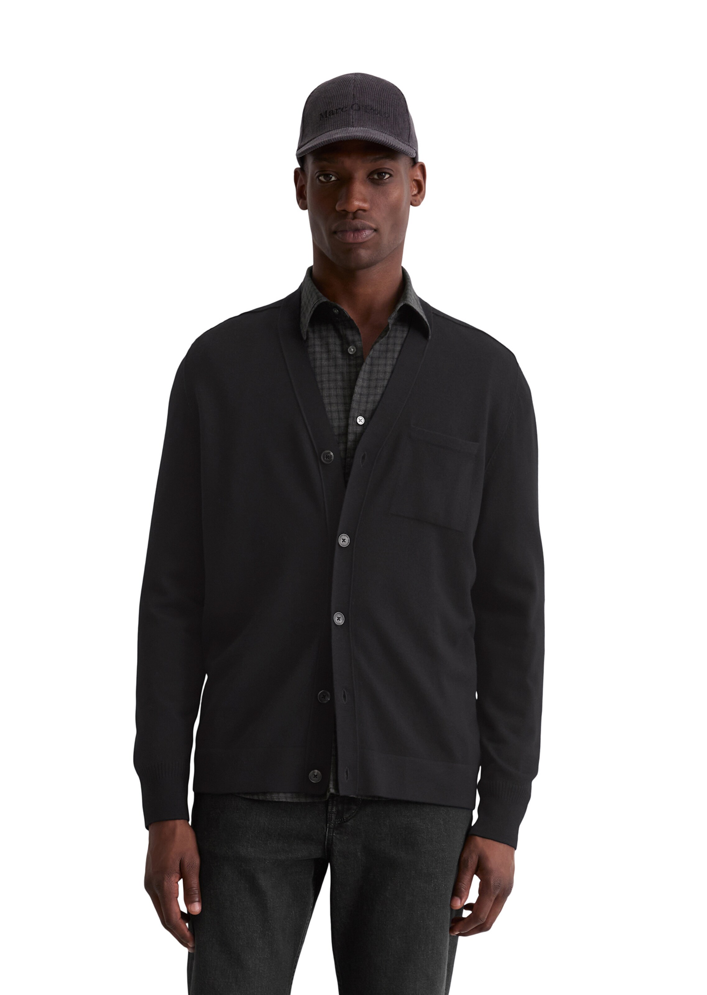 Marc O'Polo Strickjacke in Schwarz: Vorderseite