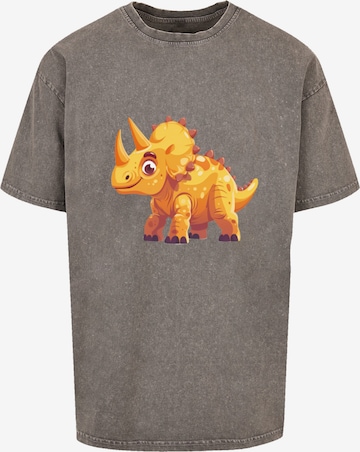 F4NT4STIC T-Shirt 'Süßer Triceratops Dinosaurier' in Grau: Vorderseite