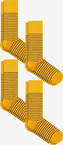 Albero Natur Socks 'Bio-Baumwoll-Socken mit längerem Bündchen - 4er Pack' in Yellow: front