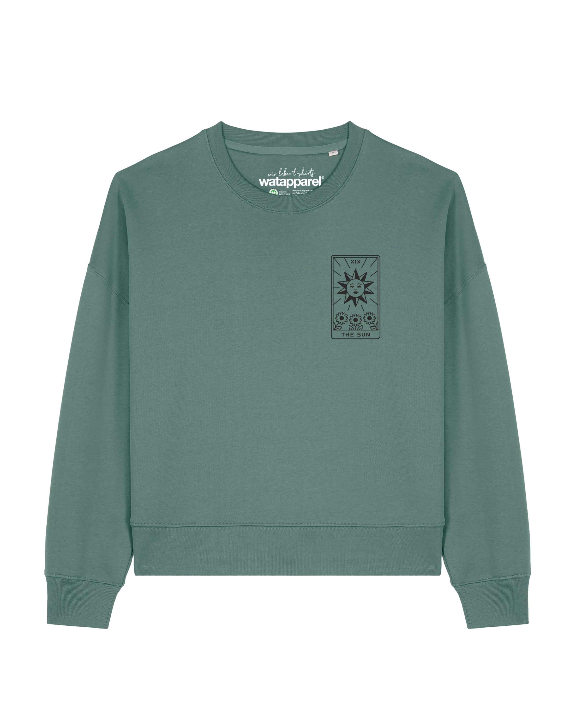 Sweat-shirt 'Tarot The Sun ' Watapparel en vert : devant