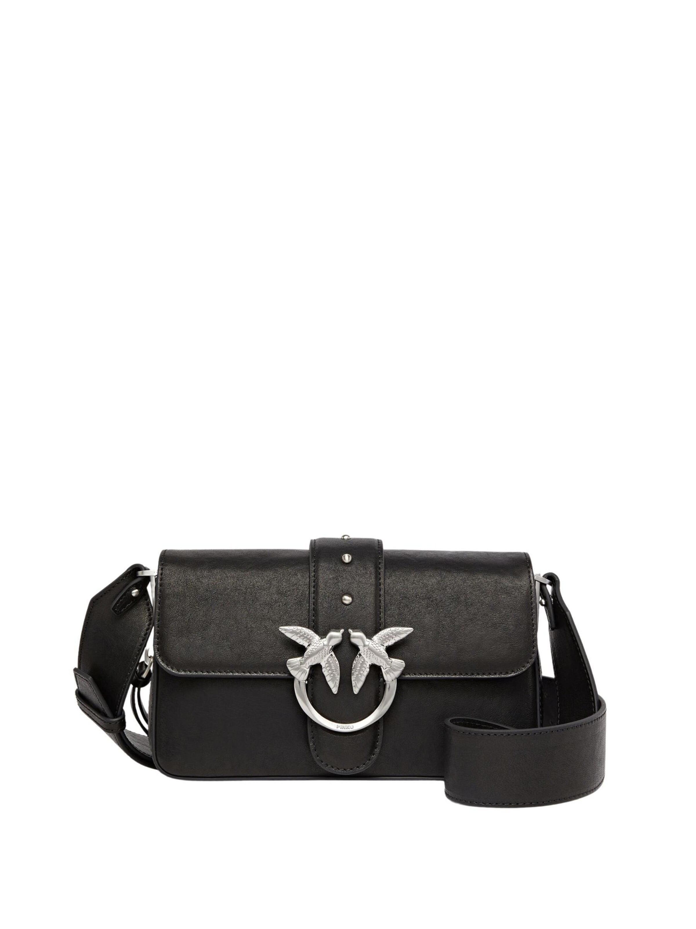 PINKO Taška přes rameno 'Pinko Sac Rabat Love One Slouchy Zip Mini Vite Noir' – černá: přední strana