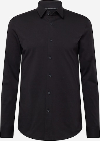 BOSS Black - Slim Fit Camisa 'P-HANK' em preto: frente