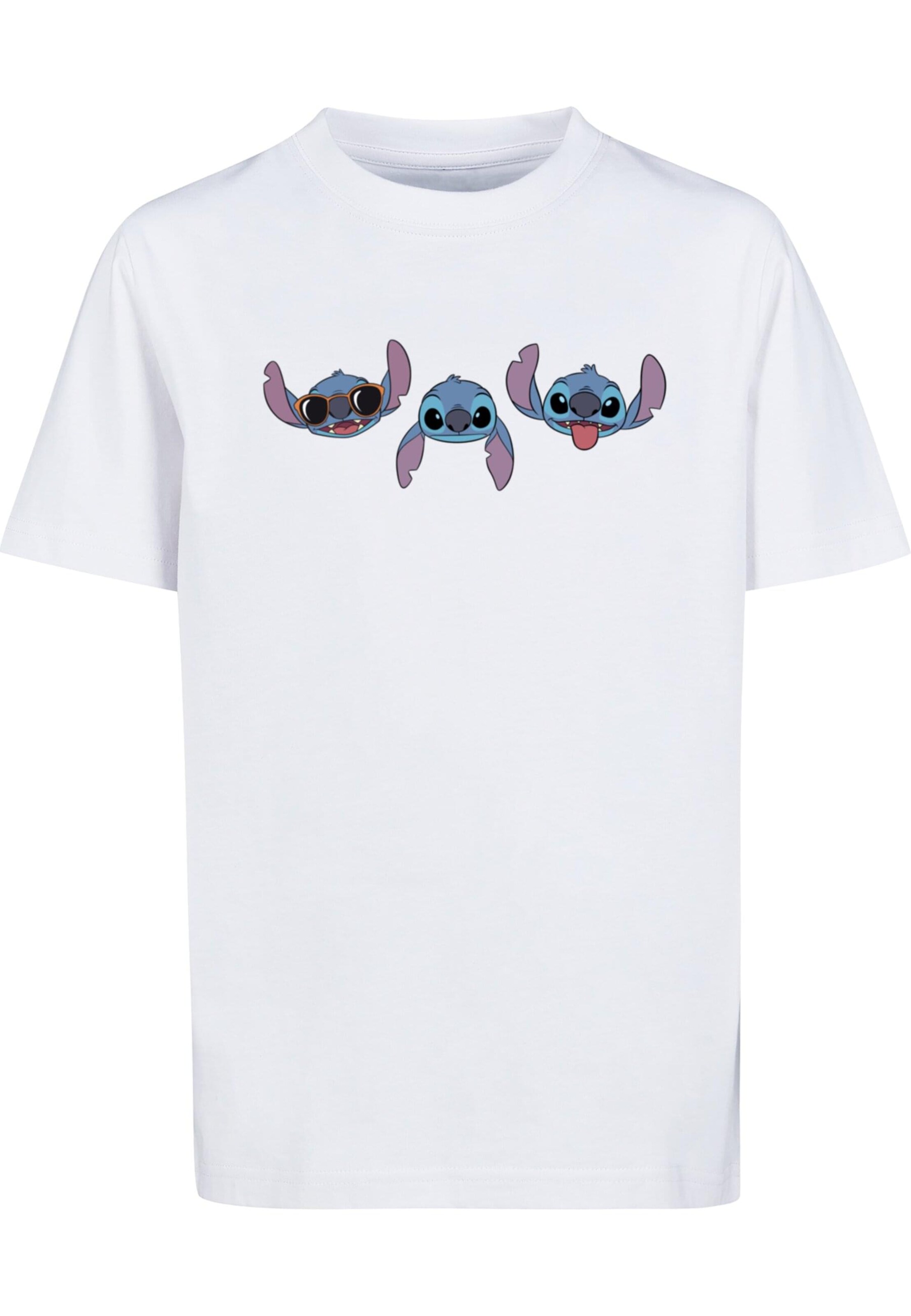 ABSOLUTE CULT T-Shirt 'Lilo And Stitch - Faces' in Weiß: Vorderseite
