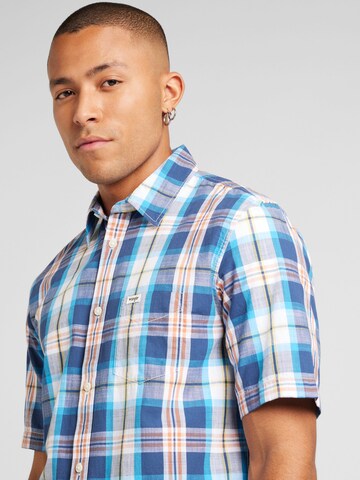 WRANGLER Regular fit Button Up Shirt 'SS 1 PKT SHIRT' in Blue