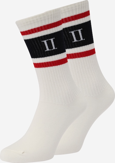 Les Deux Chaussettes 'William' en rouge / noir / blanc, Vue avec produit