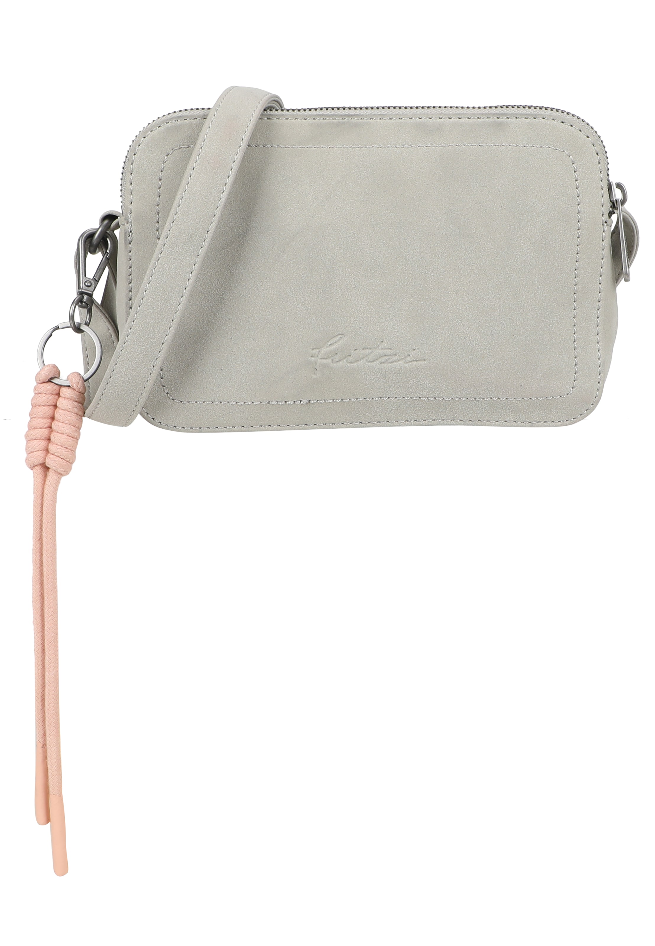 Fritzi aus Preußen Crossbody Tasche 'Jony Suede Jacky' in Grau: Vorderseite