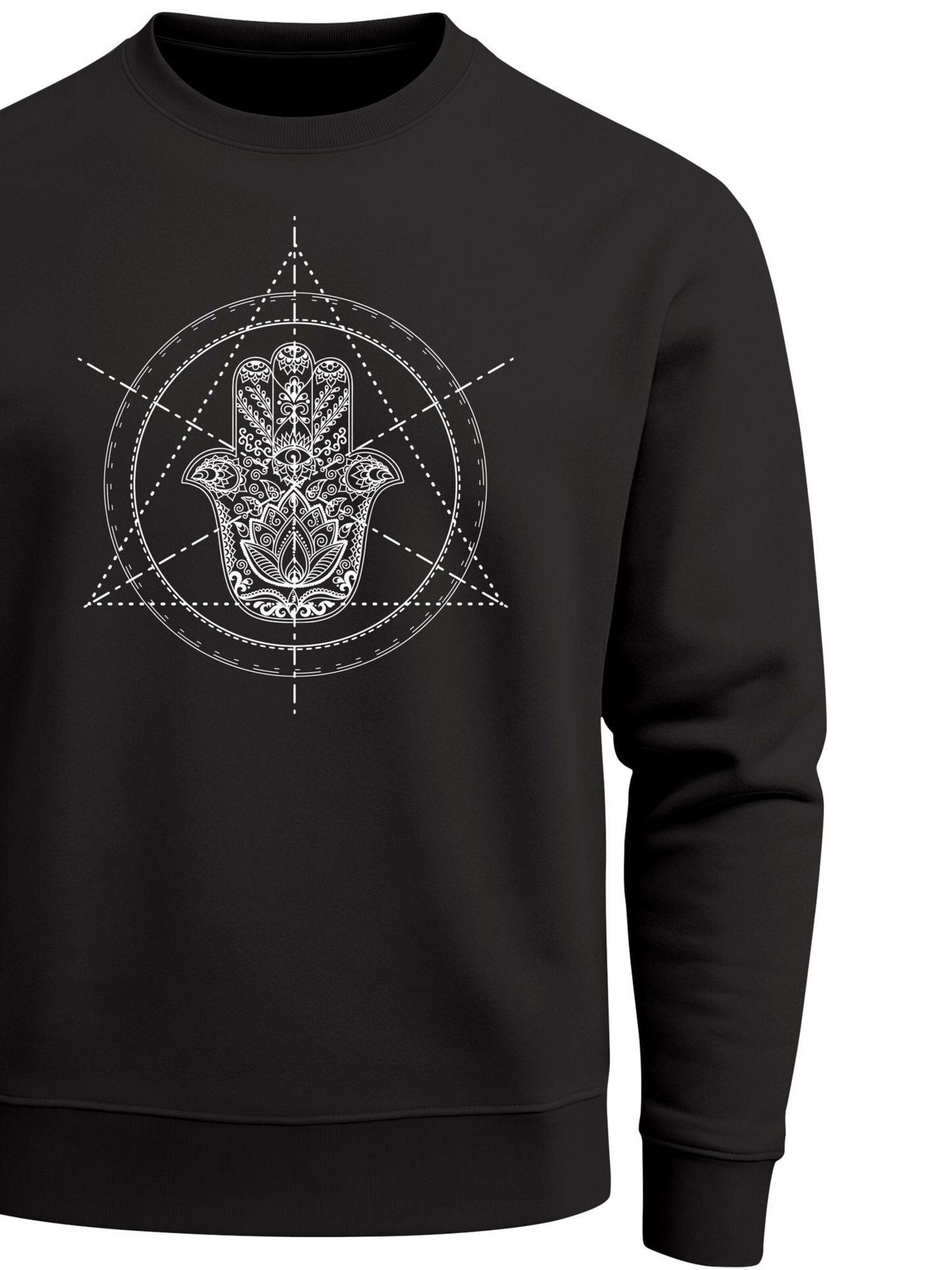 Neverless Sweatshirt 'Hamsa Hand' in Black