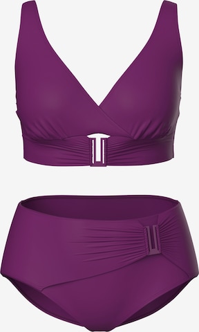 Ulla Popken Triangle Bikini in Purple: front