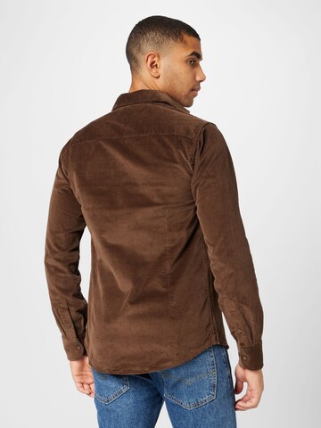 Bruun & Stengade Regular fit Button Up Shirt 'Kongsberg' in Brown