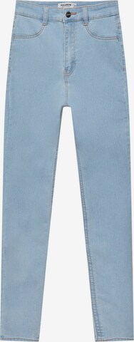 Skinny Jeans de la Pull&Bear pe albastru: față