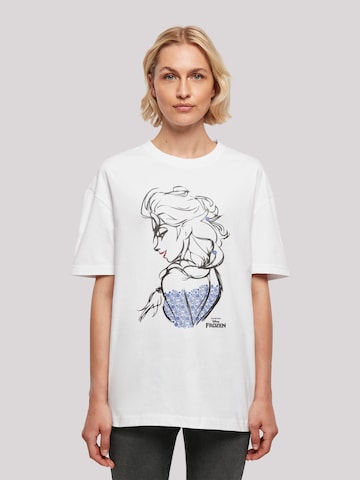 T-shirt 'Disney Frozen Elsa Sketch Mono' F4NT4STIC en blanc : devant