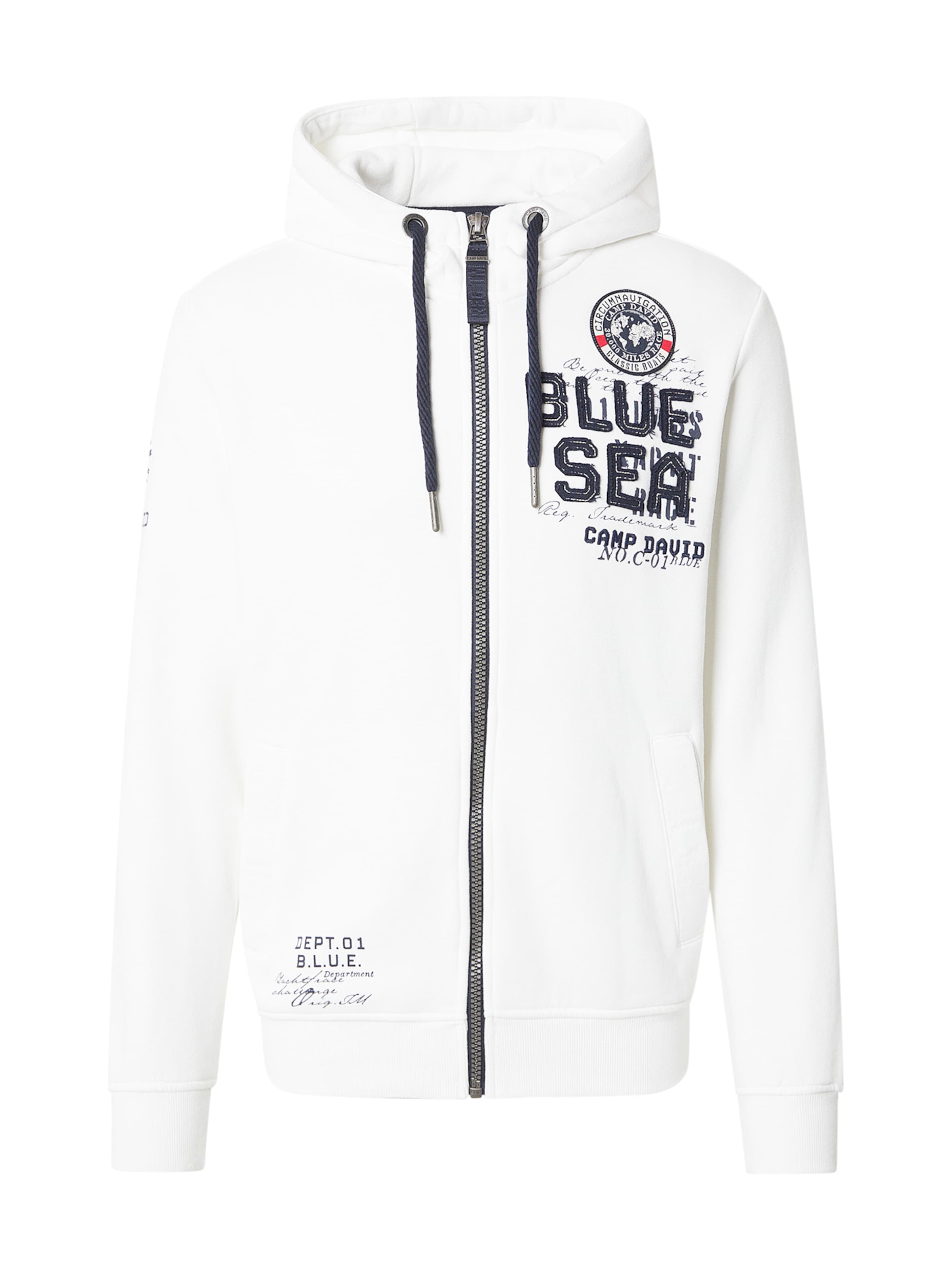 CAMP DAVID - Sudadera con cremallera en blanco: frente