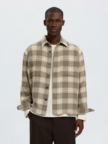 SELECTED Comfort Fit Риза 'SLMOLE PABLO' в бежово: отпред