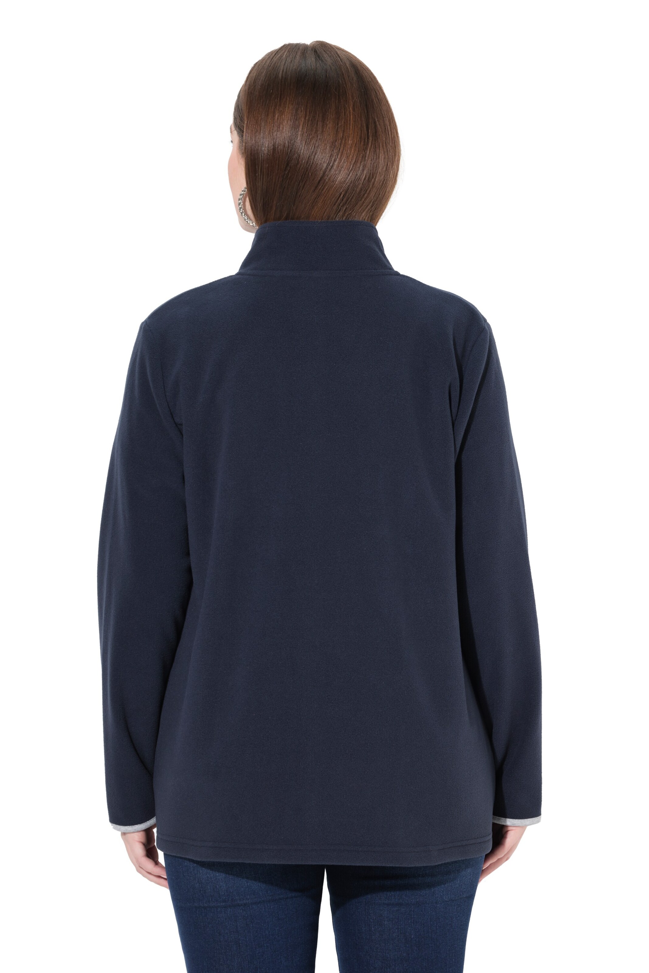 Ulla Popken Zip-Up Hoodie in Blue