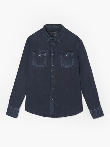Le Temps Des Cerises Regular fit Overhemd 'Pedro' in Blauw: voorkant