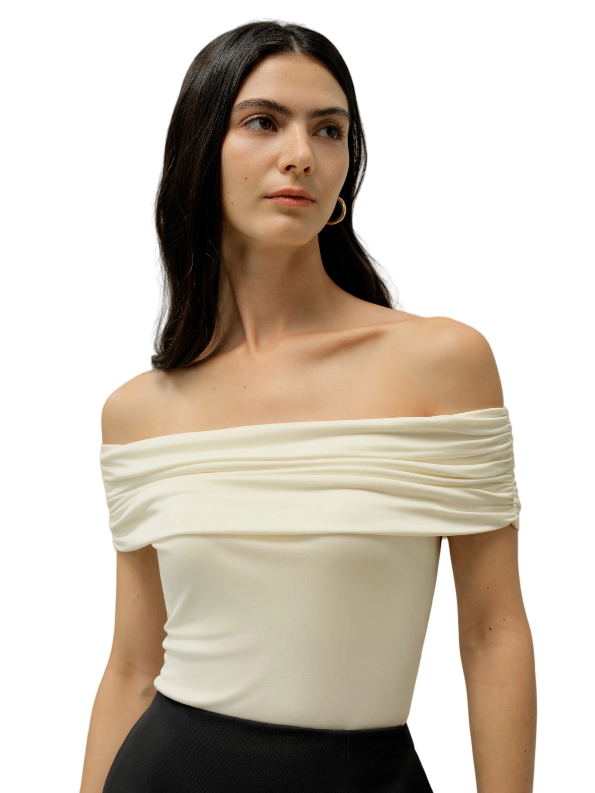 Lilysilk - Top 'Seidenjersey Schulterfreies Top' en blanco