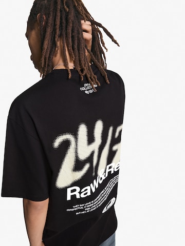 Bershka Shirt 'STATE &  DRAMA' in Zwart