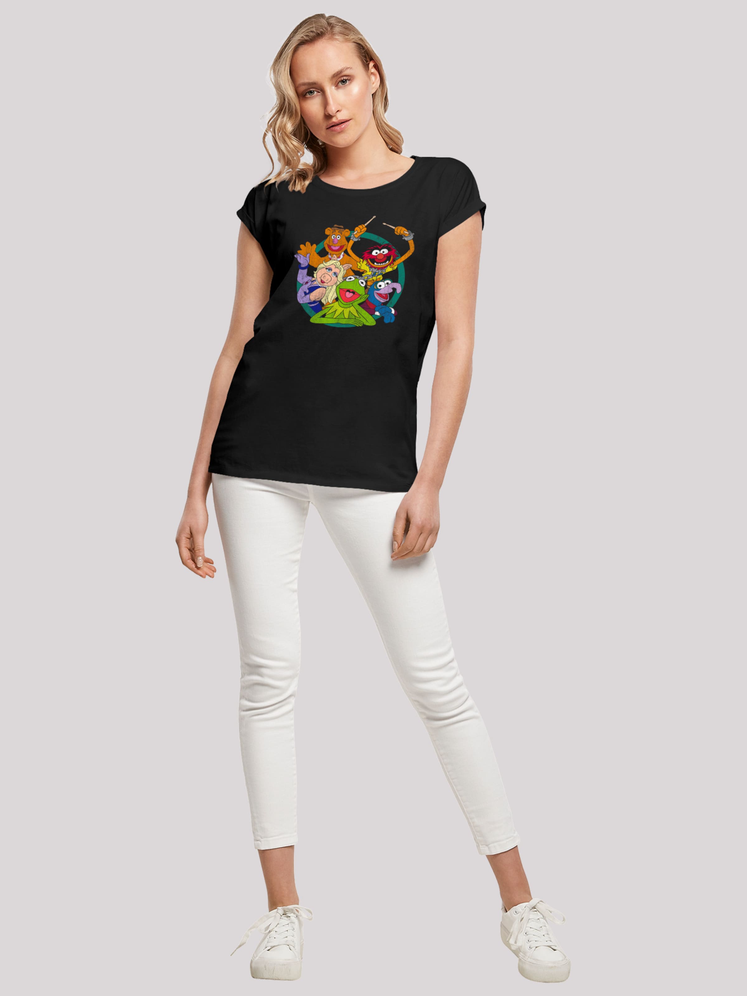 F4NT4STIC Shirt 'Disney Die Muppets Group Circle' in Black | ABOUT YOU