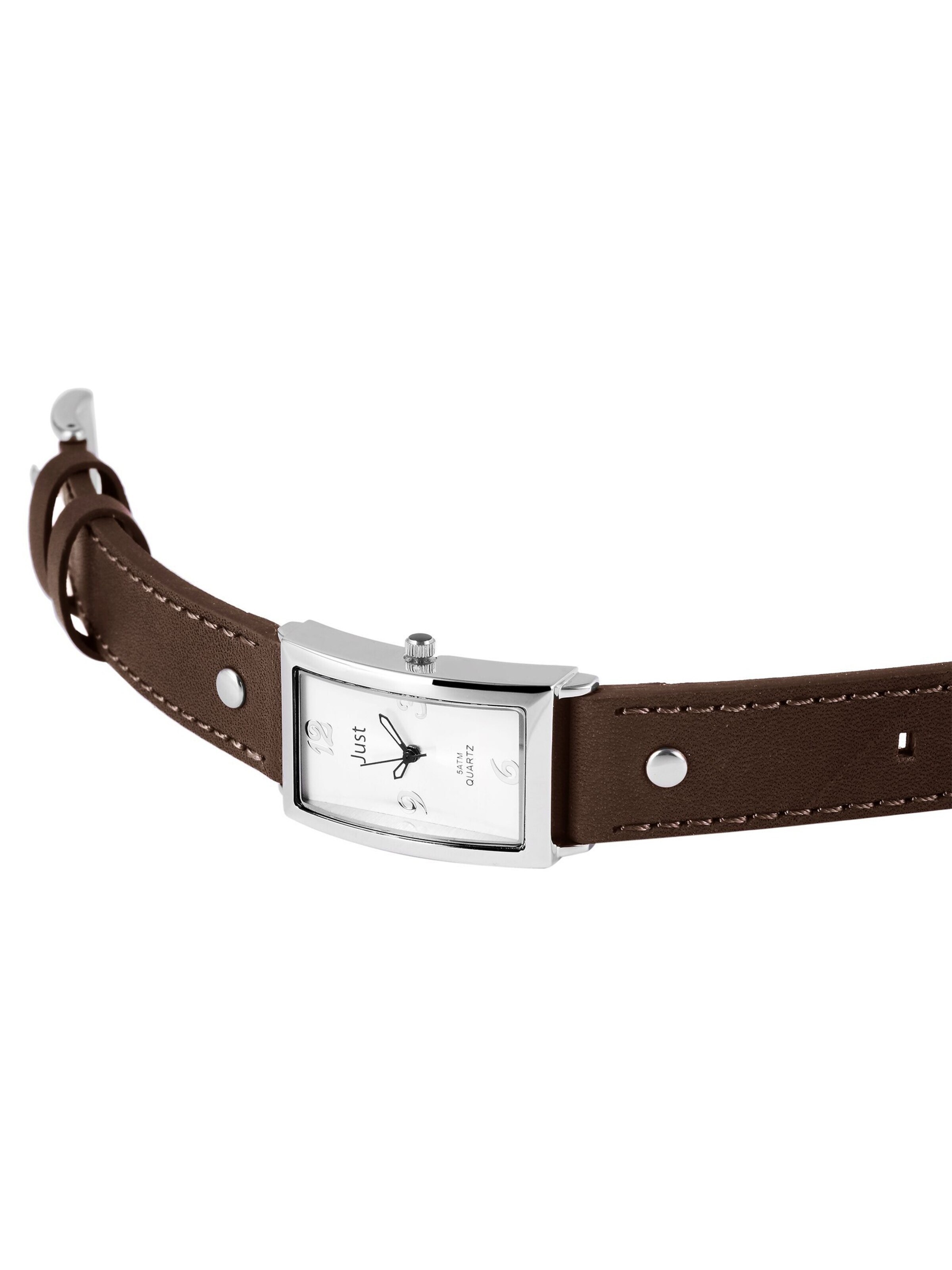 JUST Analog Watch 'silberfarbig, 5 ATM' in Brown