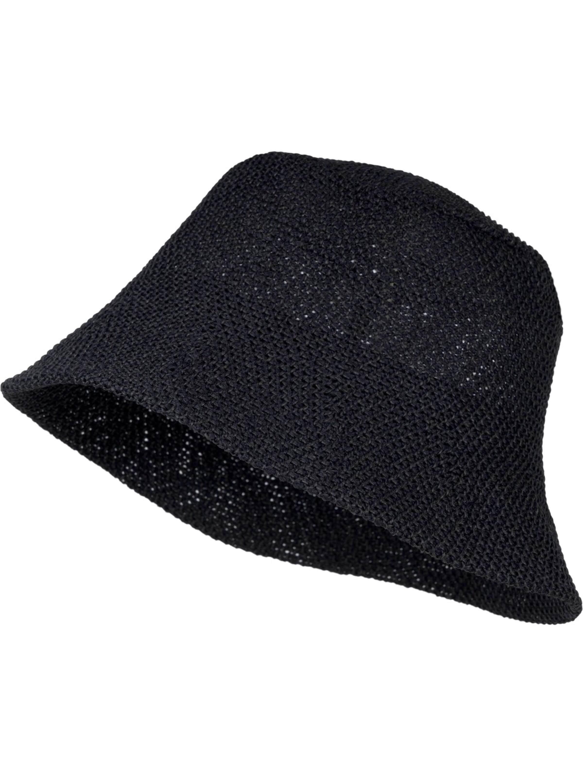 styleBREAKER Hut 'Fischerhut aus Papierstroh - Knautschhut'‌‌‌‌‌‌‌‌‌‌ in Schwarz: Vorderseite