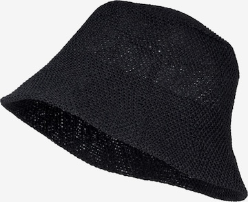 styleBREAKER Hut 'Fischerhut aus Papierstroh - Knautschhut' in Schwarz: Vorderseite