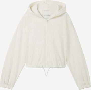 TOM TAILOR Zip-Up Hoodie in White: front