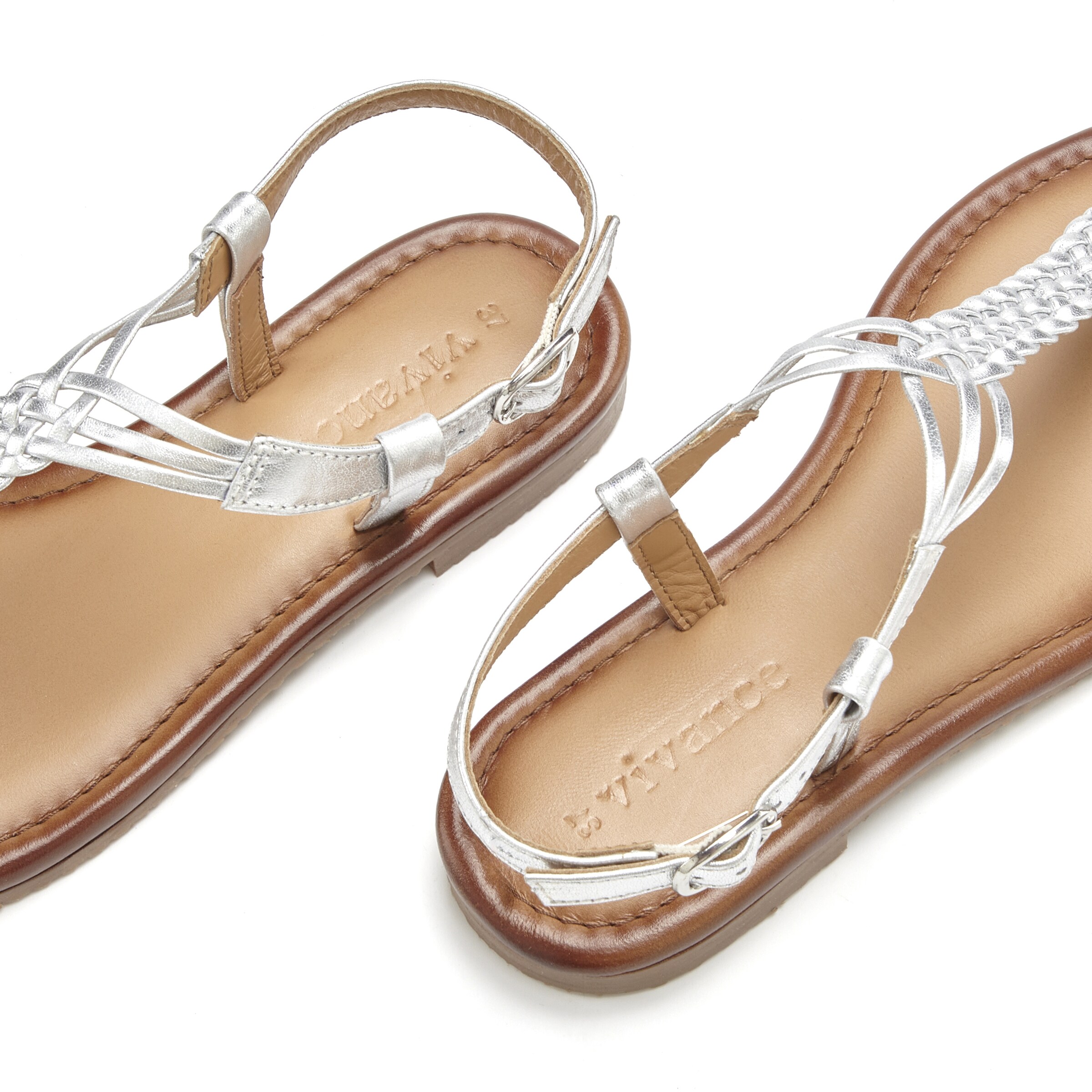 VIVANCE T-Bar Sandals in Silver