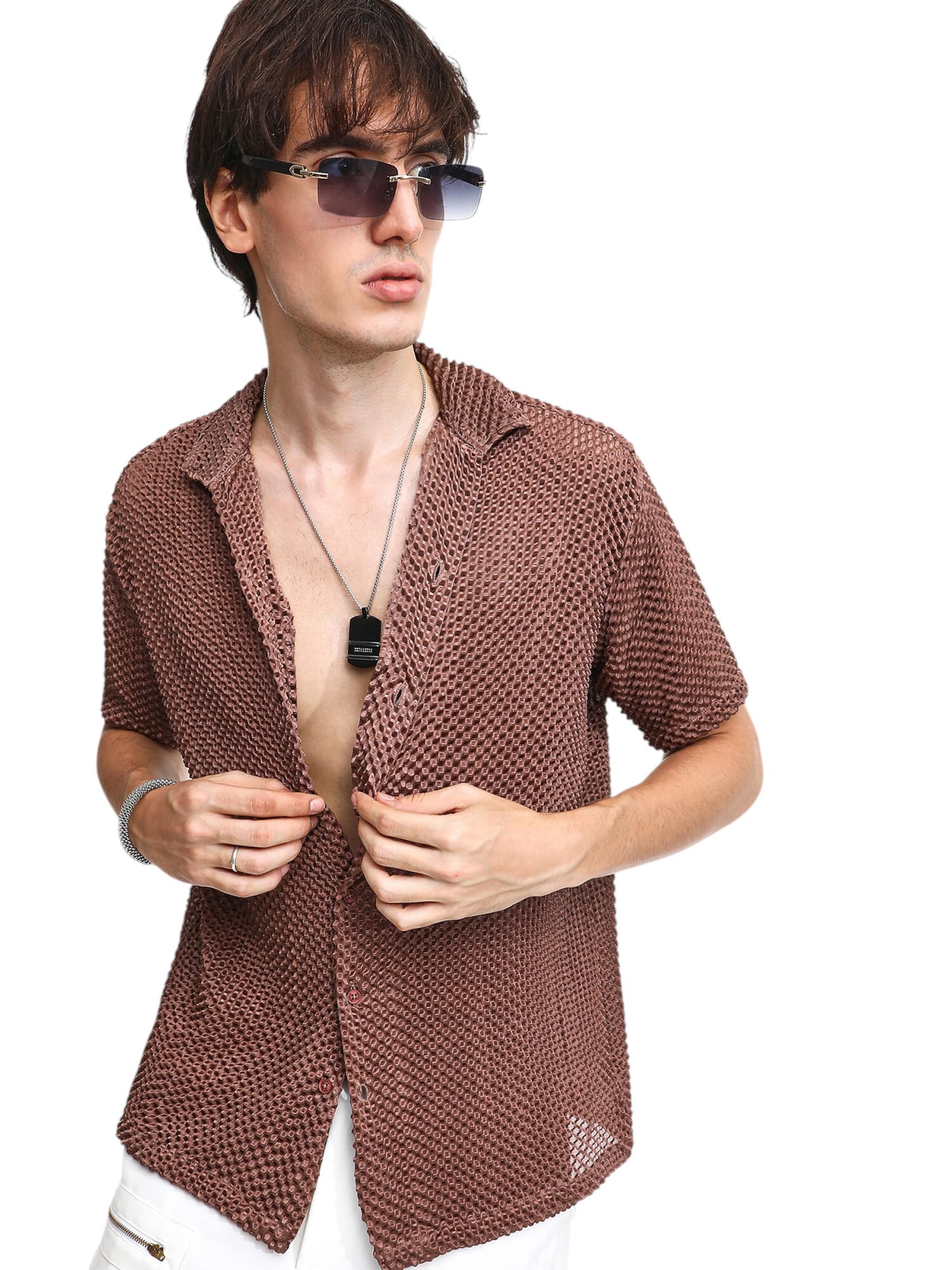 Campus Sutra Regular fit Button Up Shirt ' Yvonne ' in Brown