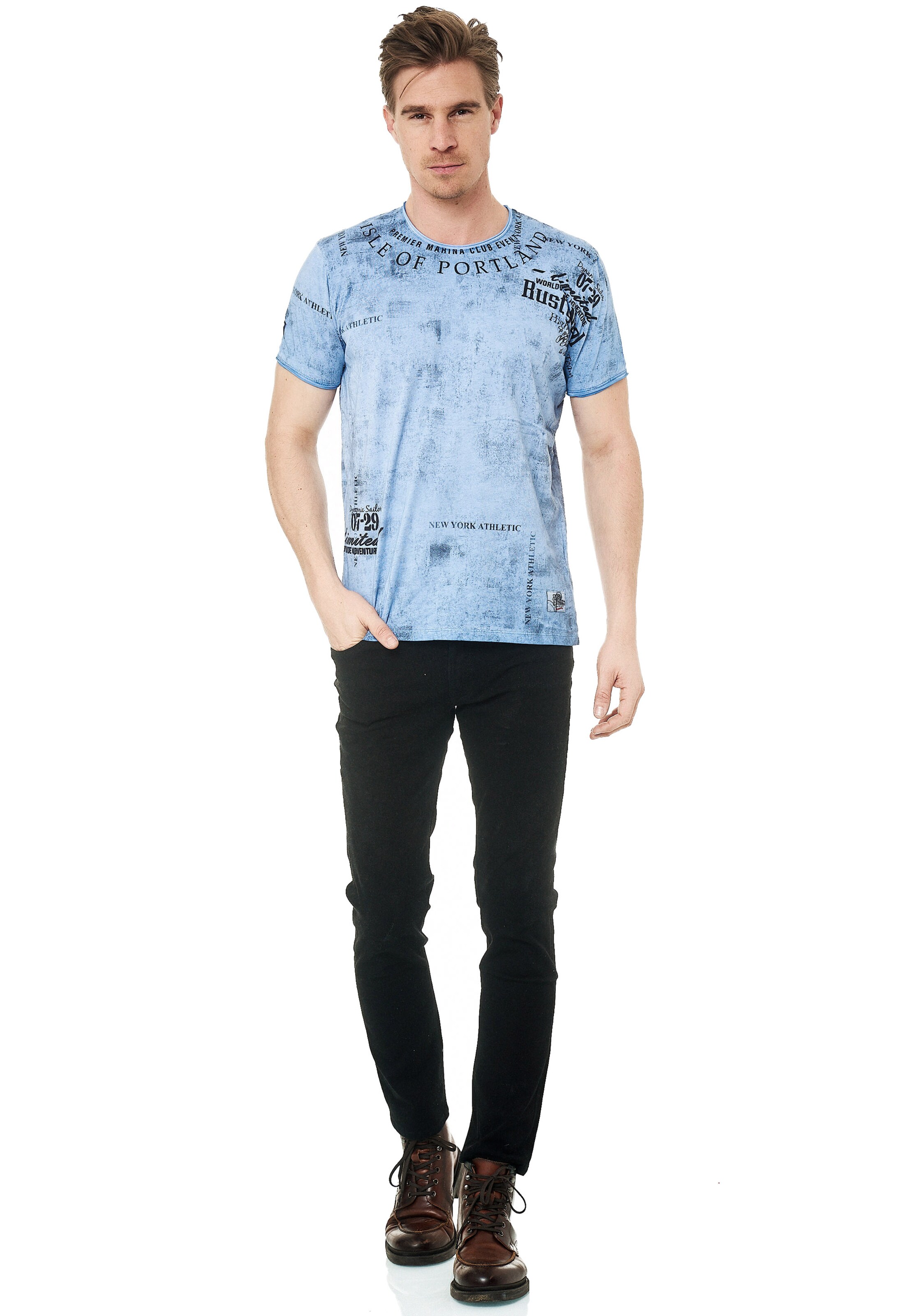 Rusty Neal T-Shirt mit lässigem Print in Blau