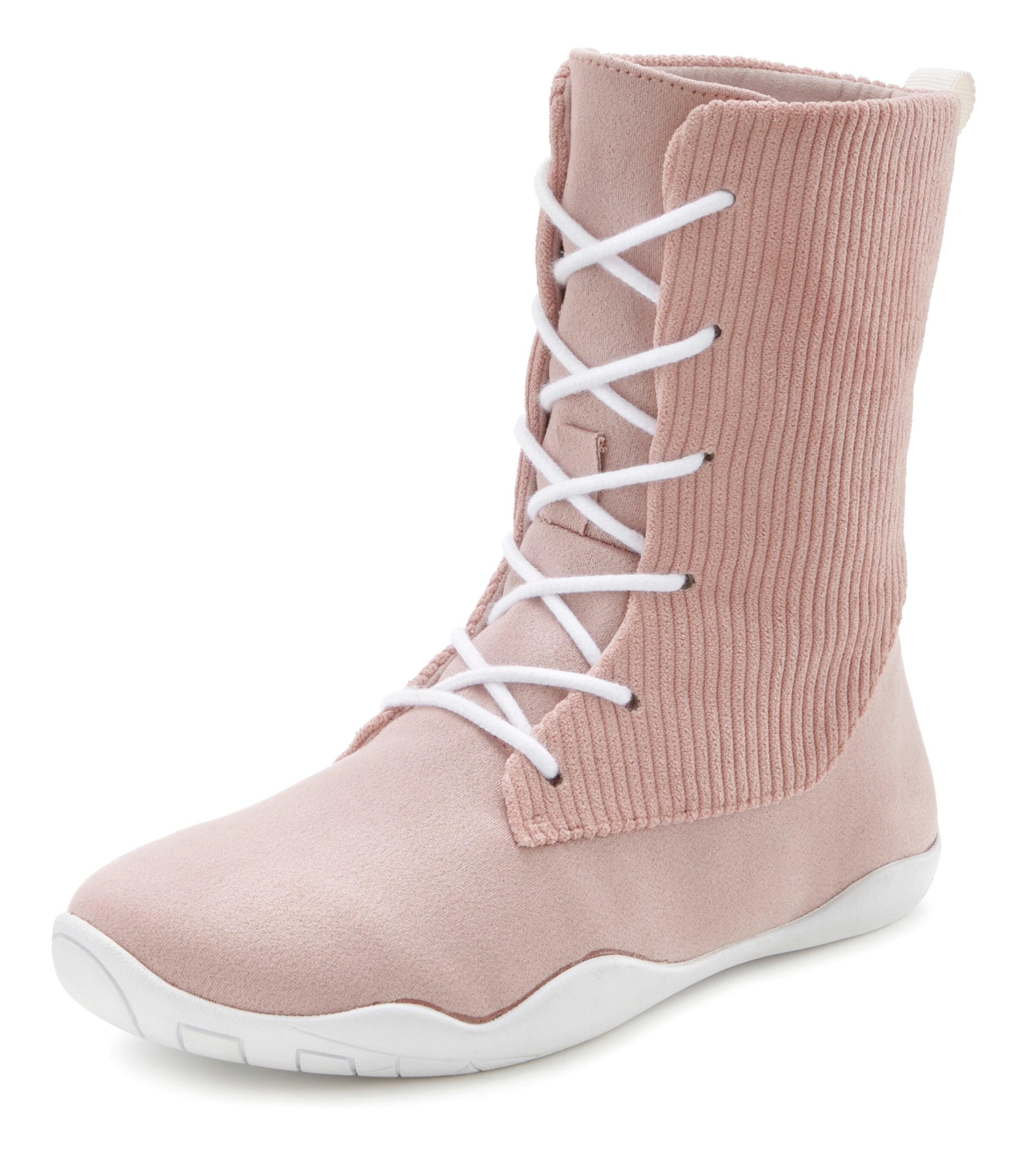 LASCANA Lace-up boot in Pink: front