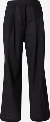 Monki Wide leg Pleat-front trousers in Black: front