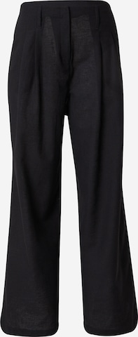 Monki Wide leg Pleat-Front Pants in Black: front