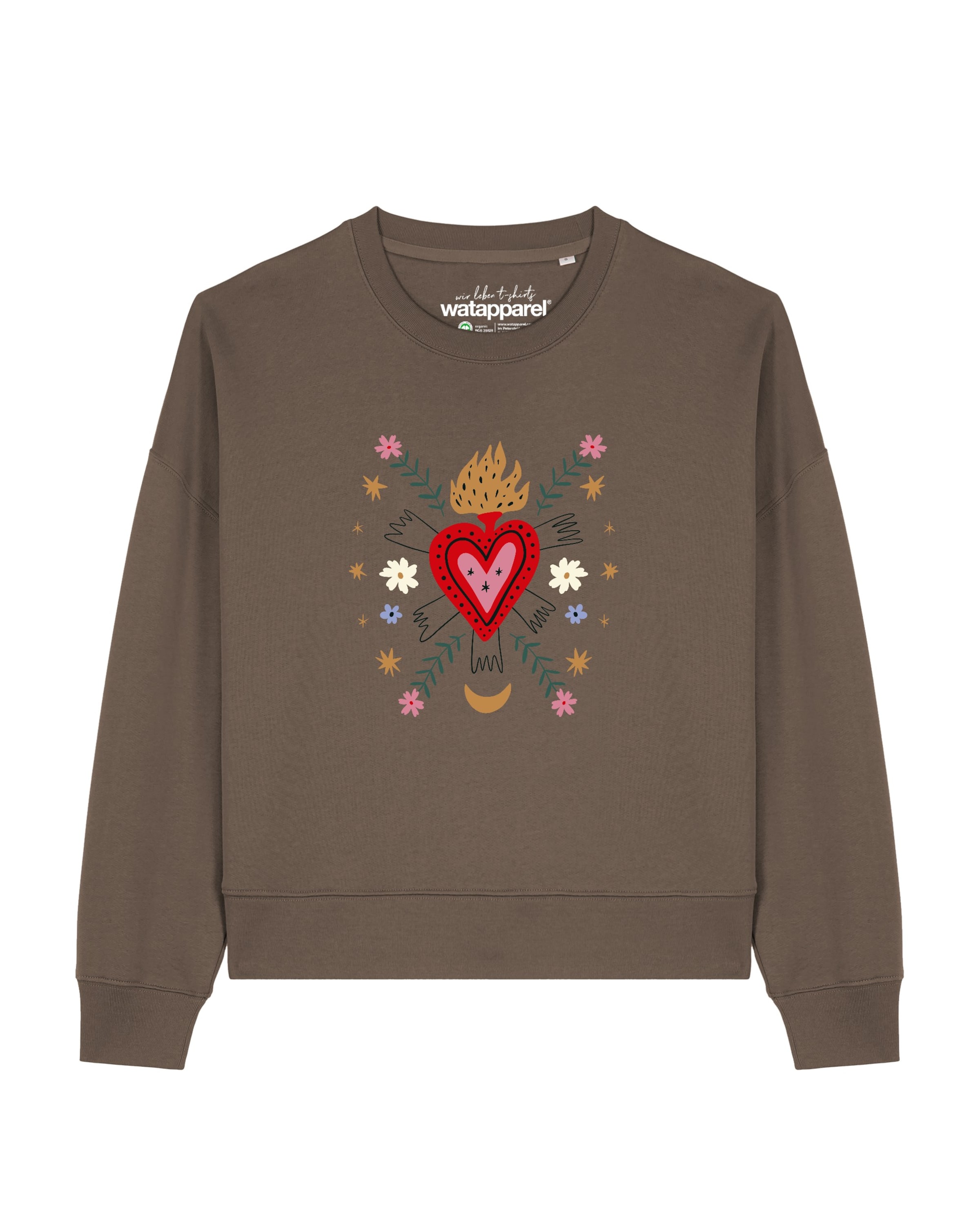 Watapparel Sweatshirt 'Love and flex ' in Bruin: voorkant