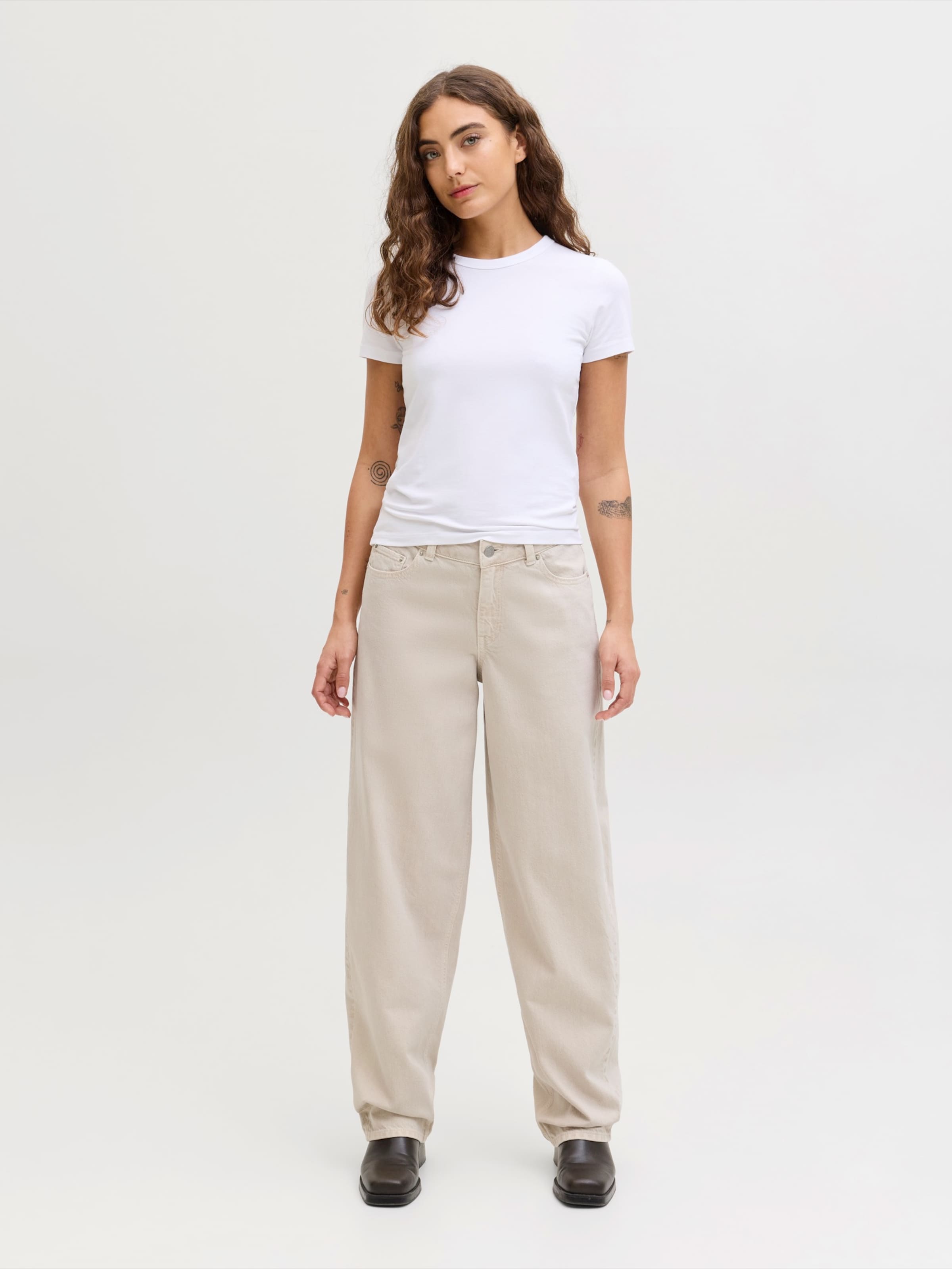 JJXX Baggy Jeans 'JXFuji' in Ecru | ABOUT YOU