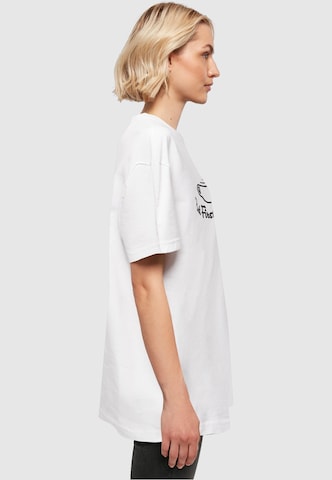 Merchcode Oversized Shirt 'But First Coffee' in White